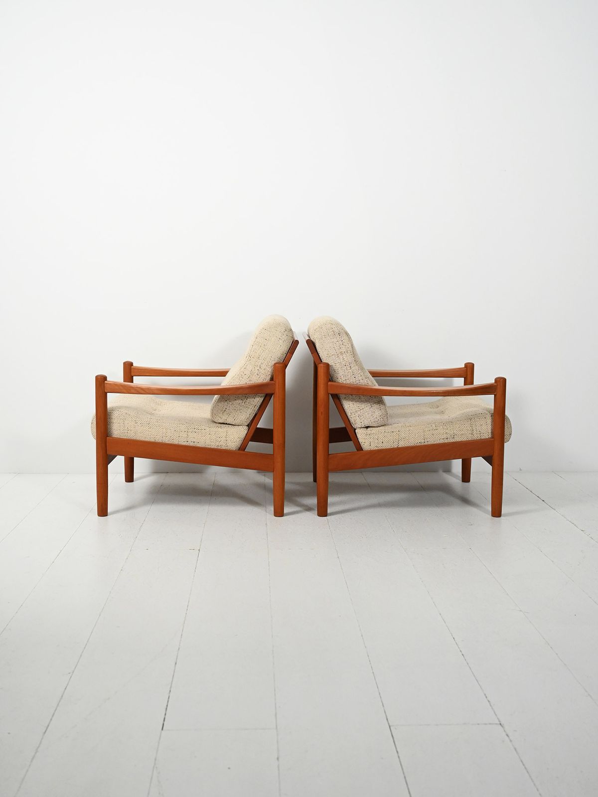 Pair Of Danish Armchairs With Beige Cushions From The 1950s