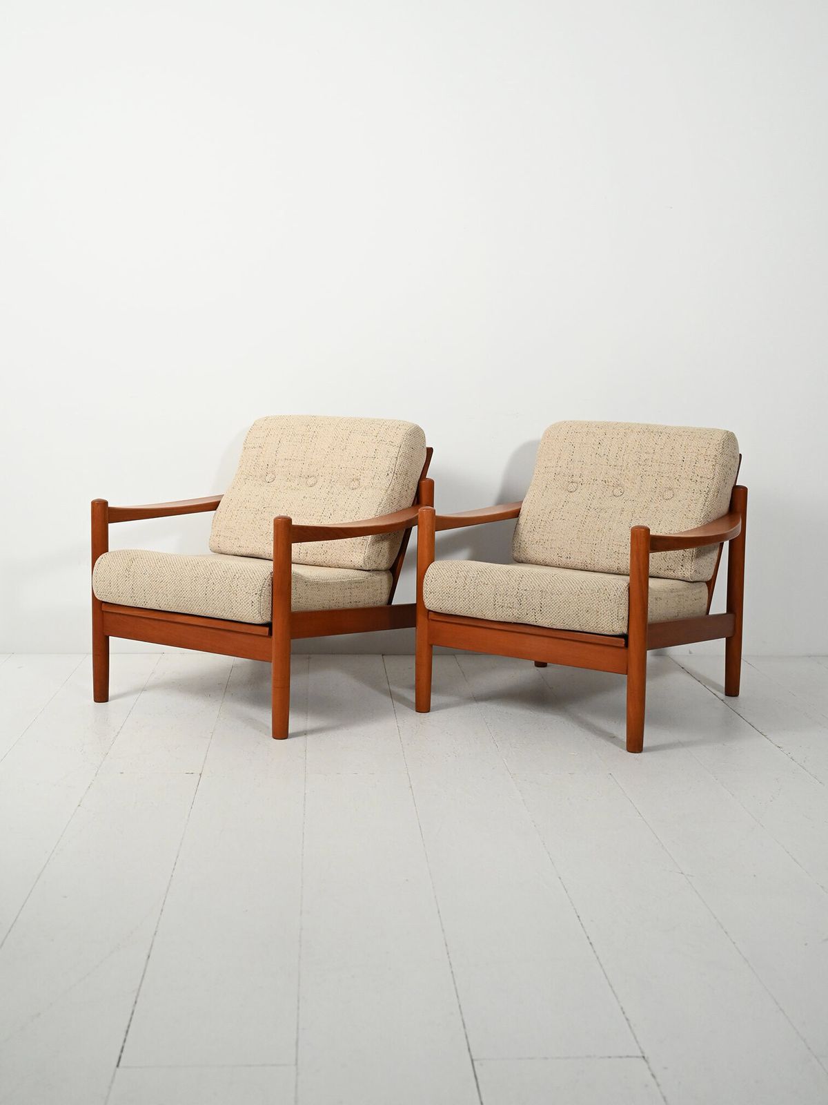 Pair Of Danish Armchairs With Beige Cushions From The 1950s photo furniture