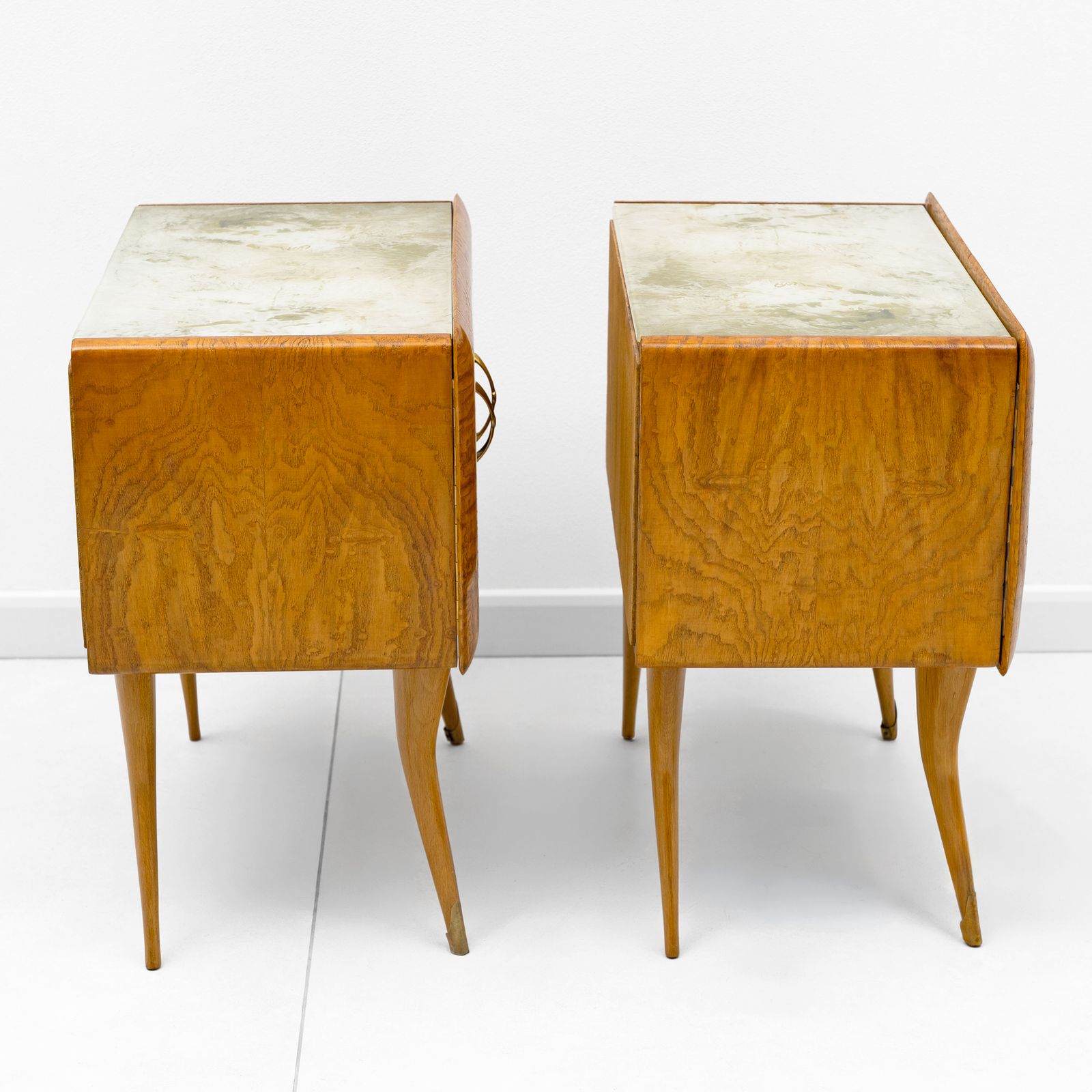 Pair Of Mid Century Style Beech And Chestnut Burl Bedside Tables, 1950s photo 3300.0