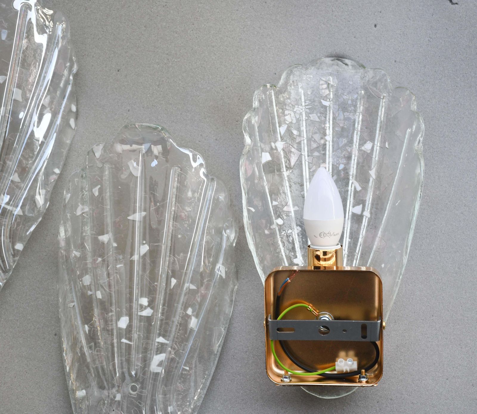 photo furniture Set Of 5 Vintage Italian Murano Glass Wall Lamps, Gold Plated, 1970s