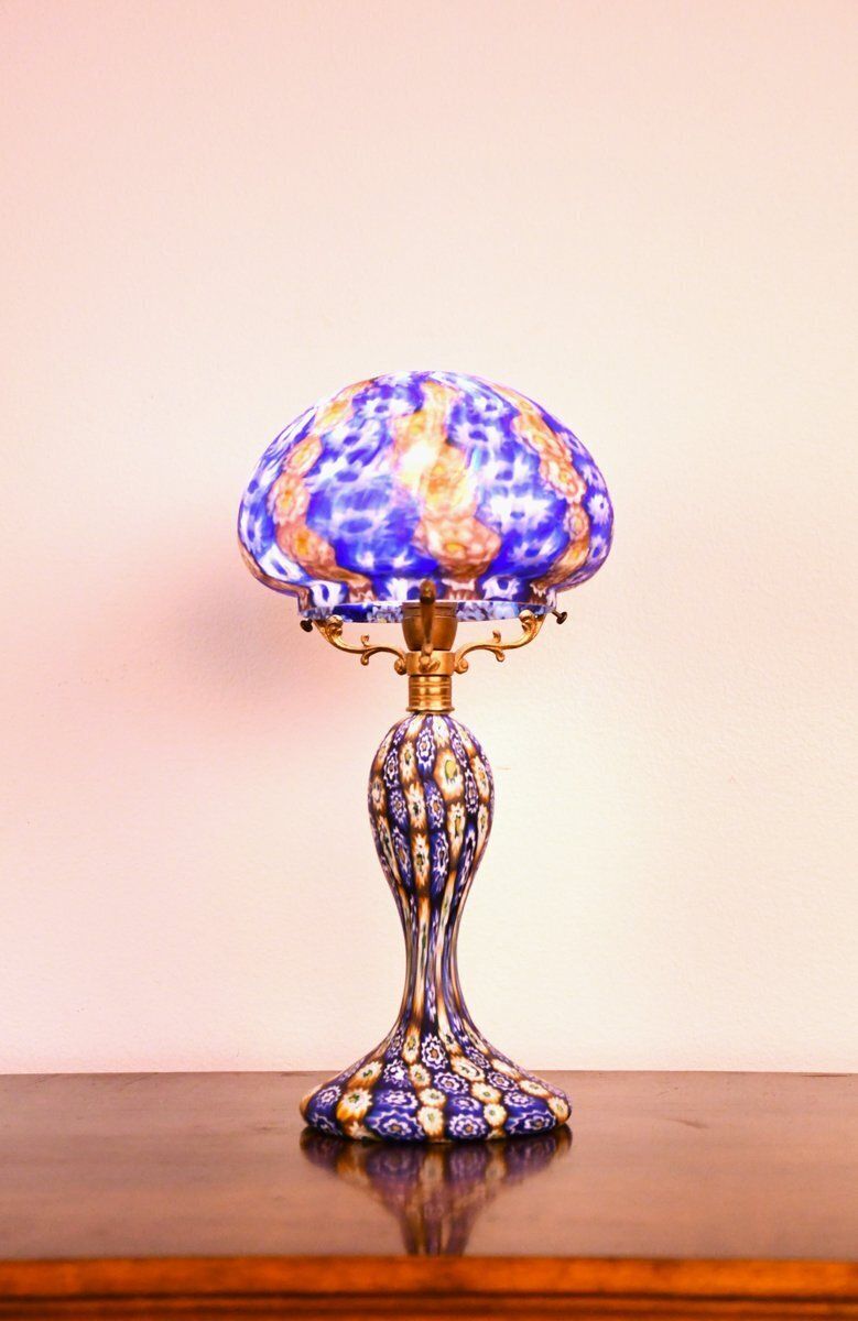 Italian Art Glass Table Lamp By Fratelli Toso, 1930s photo vintage