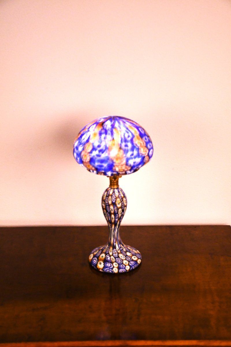 photo furniture Italian Art Glass Table Lamp By Fratelli Toso, 1930s
