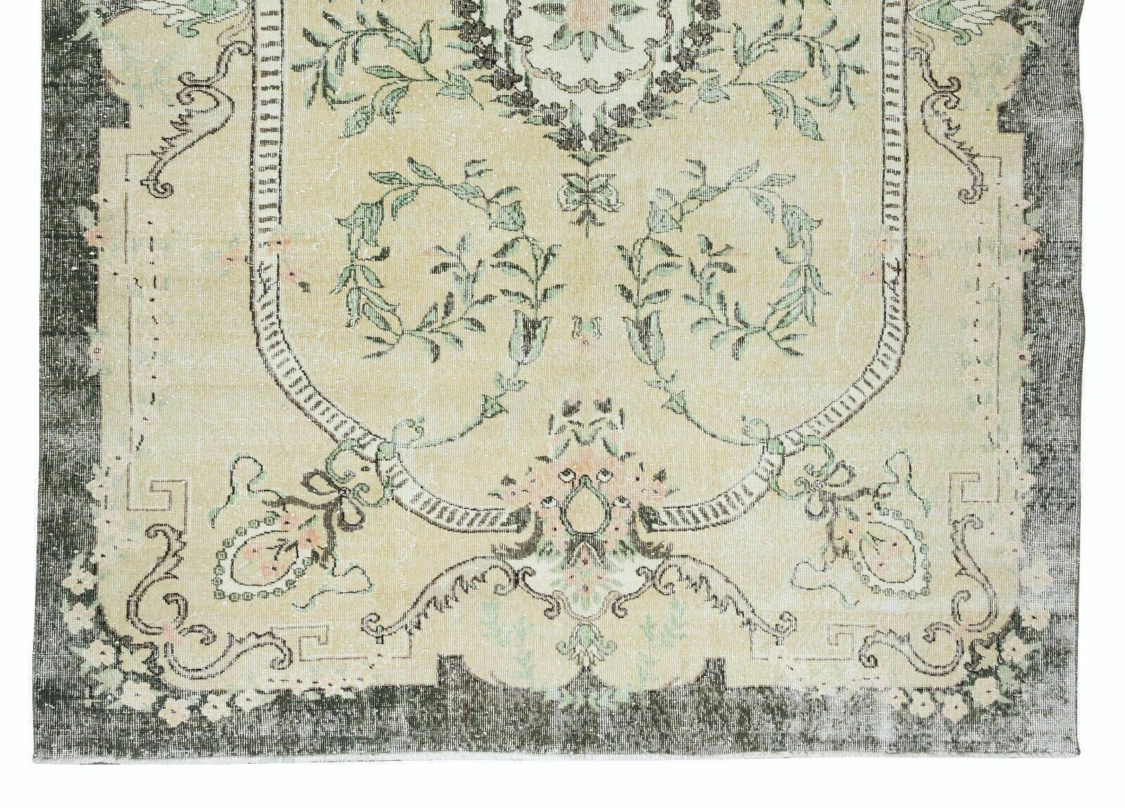 7x10 Ft Hand Knotted Vintage Turkish Oushak Wool Area Rug With Medallion Design photo 979.0