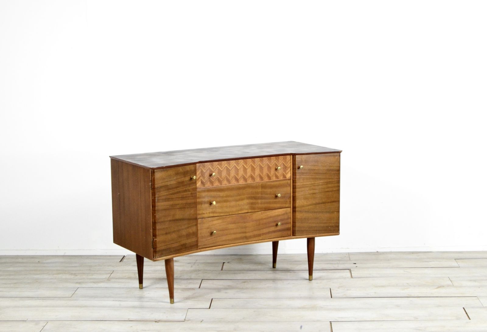 Vintage Midcentury Uniflex Walnut  And Teak Sideboard / Dressing Table. Delivery. Modern / Retro / Danish Style photo vinterior