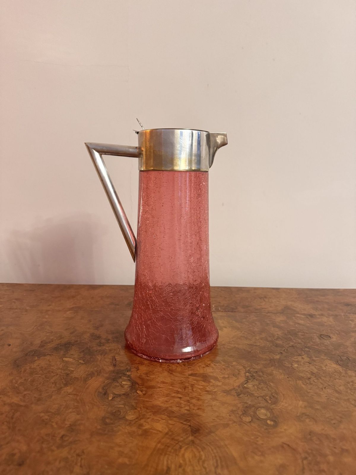 Unusual Large Edwardian Cranberry Glass Water Jug photo vinterior