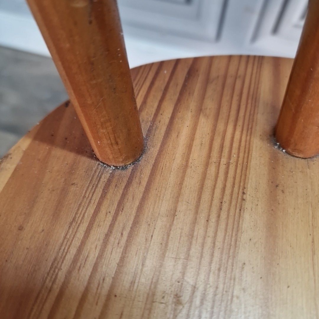 Vintage Pine Dining Chair Solid Wood Spindle Back Farmhouse Style Retro photo vinterior