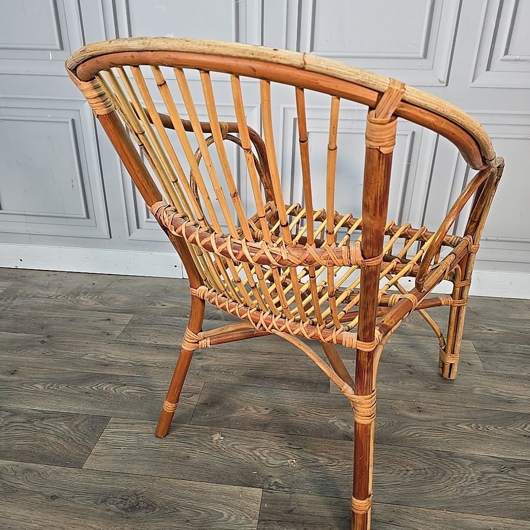 photo buy Vintage Rattan Armchair Wicker Retro Lounge Chair Seat Mid Century Modern Mcm