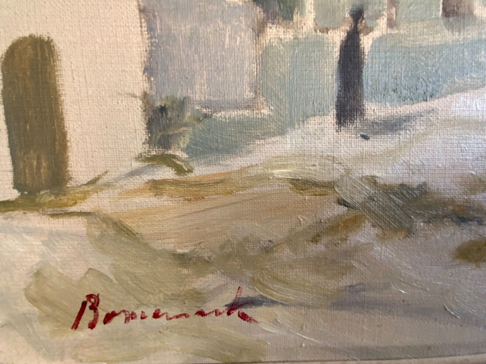 Vintage Modernist Oil Painting Ibiza Mediterranean  Landscape Uno Bornemark 1953 photo for sale