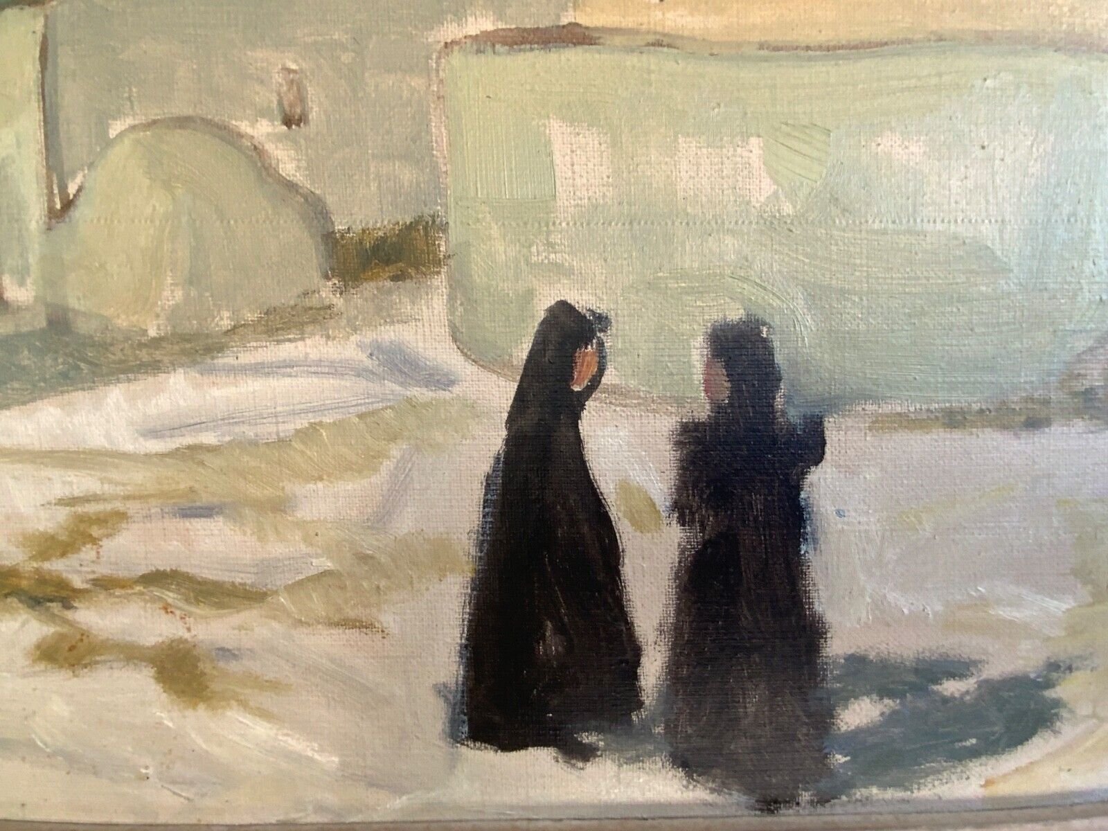 Vintage Modernist Oil Painting Ibiza Mediterranean  Landscape Uno Bornemark 1953 photo Art