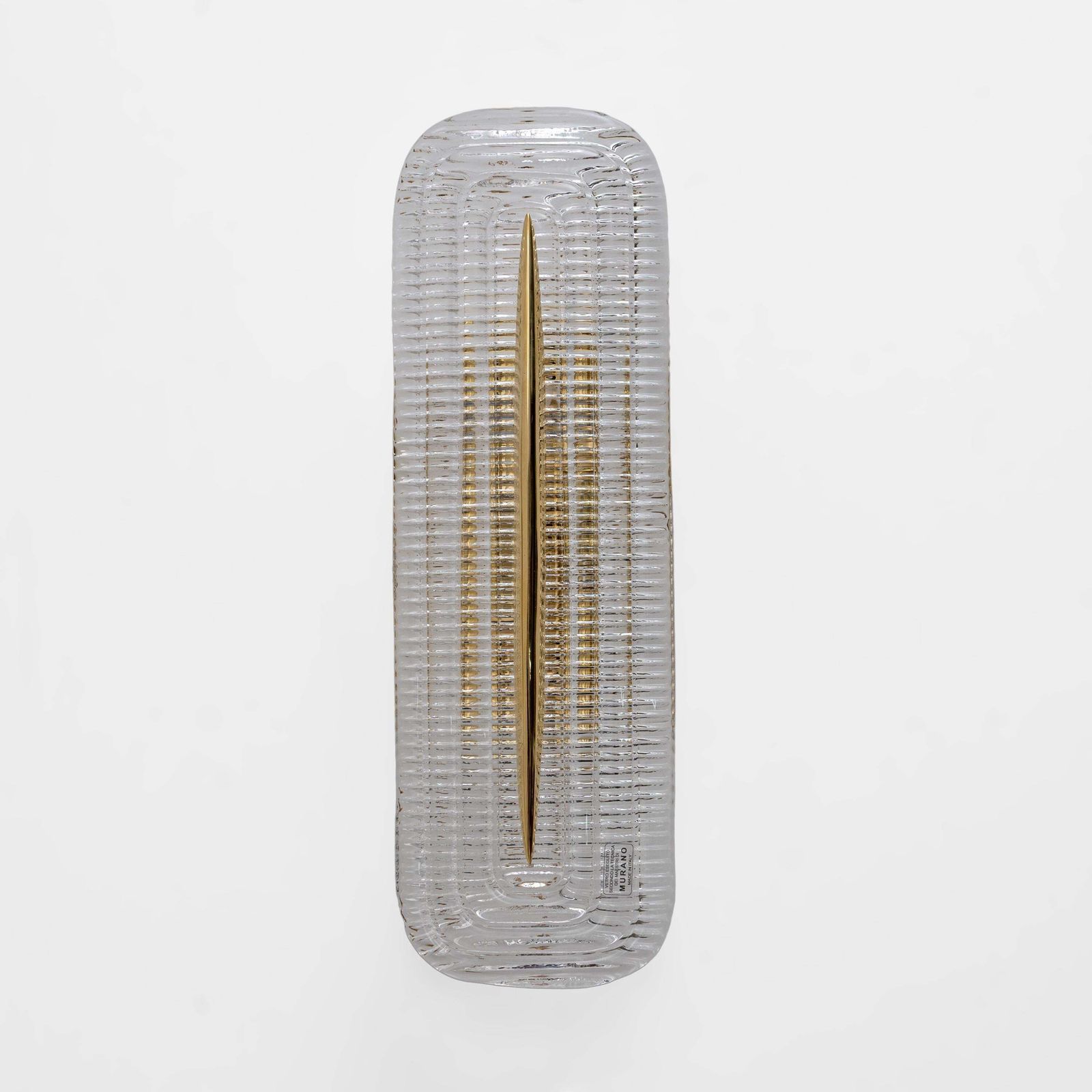 Pair Of Modern Murano Glass Transparent And Brass Sconces, Italy photo for sale
