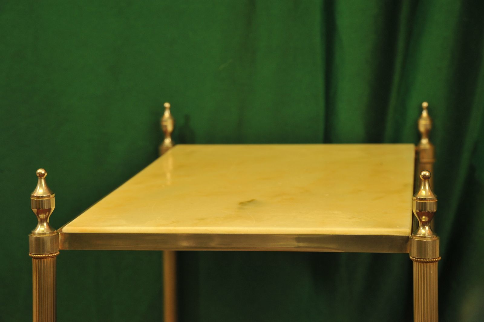 photo vintage A Vintage French Mid C Two Tier Steel And Faux Marble Table