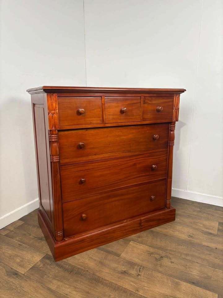 Reproduction Victorian Style Mahogany Six Drawer Bedroom Chest photo 479.0