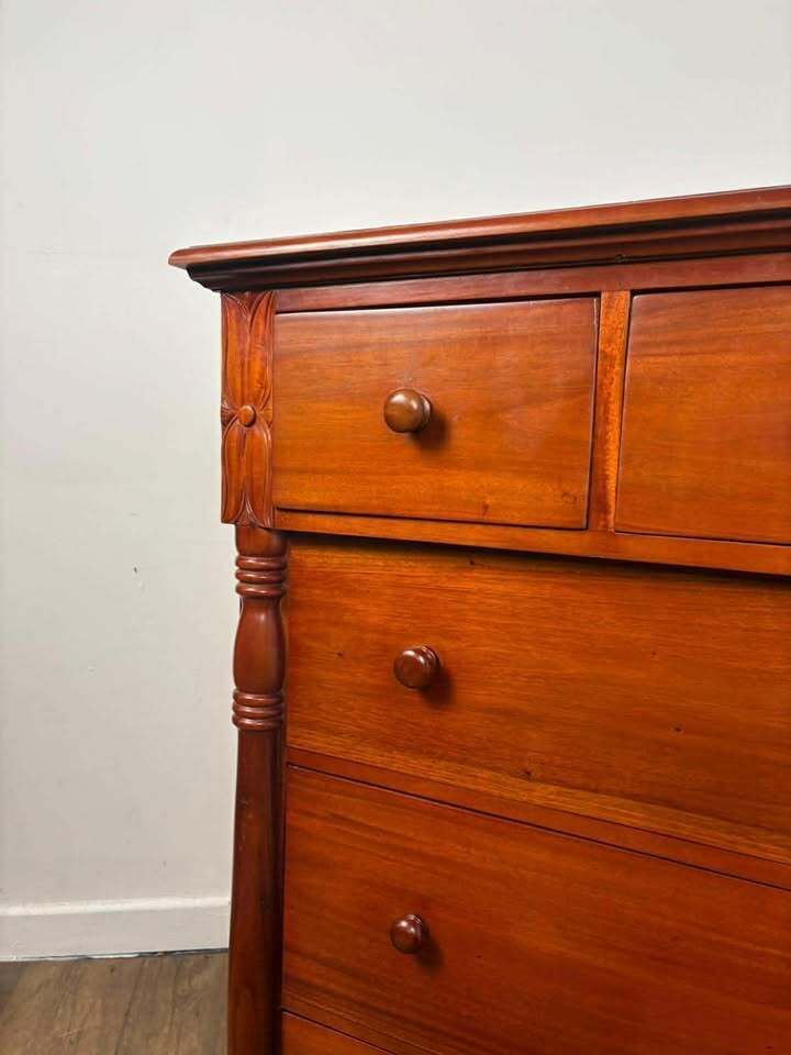 Furniture Reproduction Victorian Style Mahogany Six Drawer Bedroom Chest photo