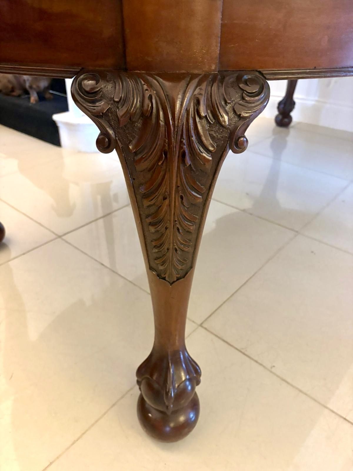 Furniture Antique Quality 19th Century 10 Seater Figured Mahogany Extending Dining Table With Carved Claw And Ball Legs photo