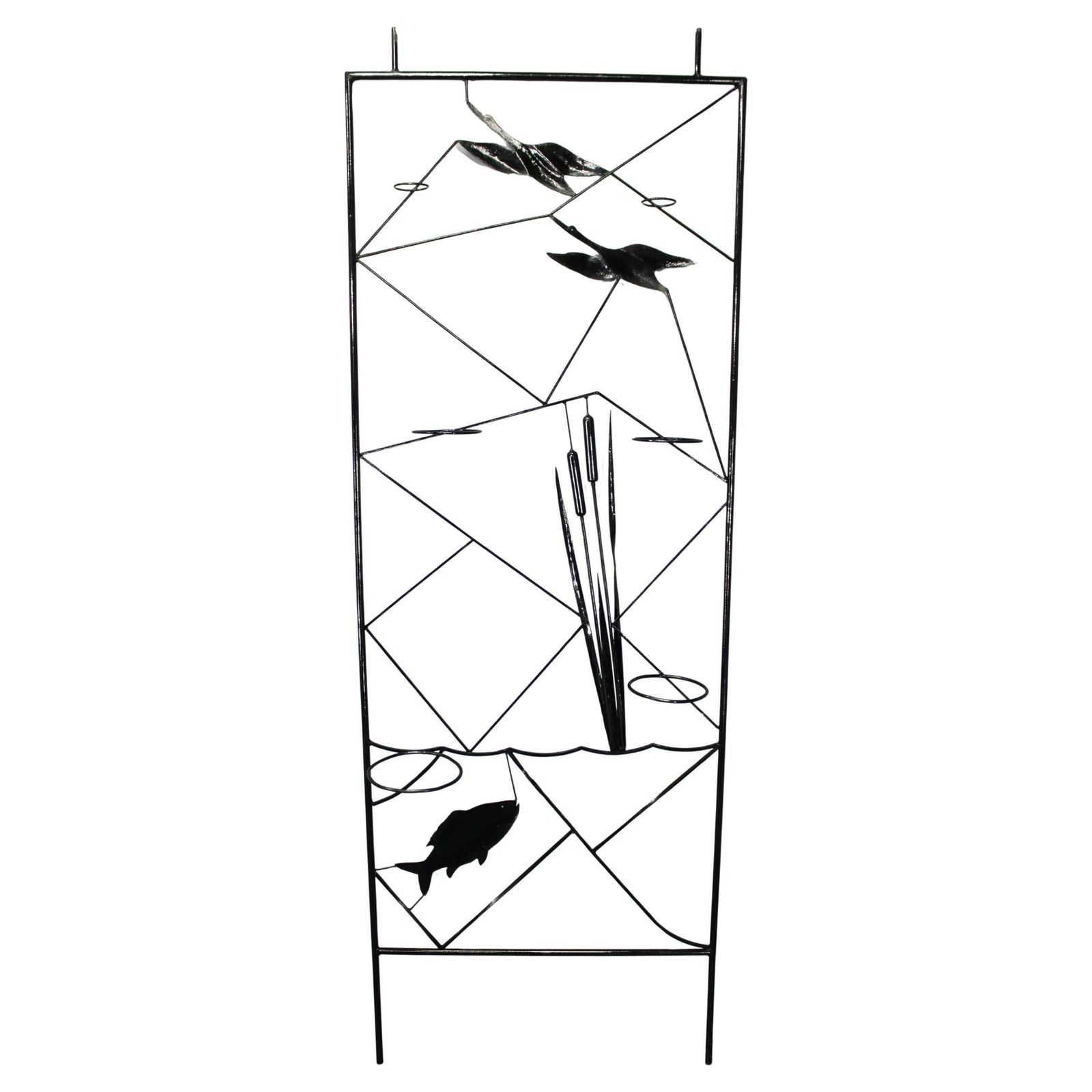 Mid Century Black Metal Room Divider Planter, 1970s
