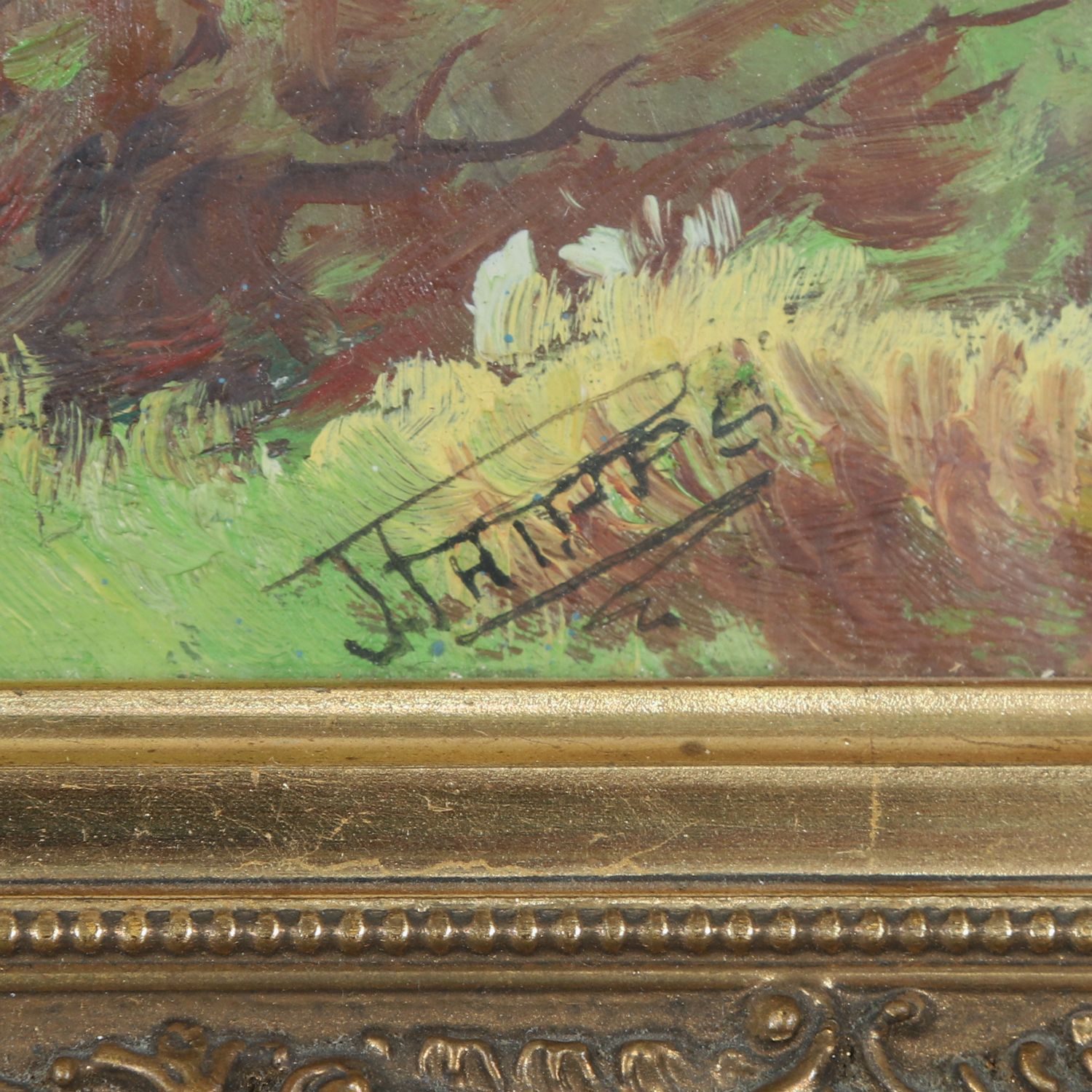 Small Antique English Acrylic Painting Picture Of A River Landscape Scene By J. Phipps (Circa 1930) photo 395.0