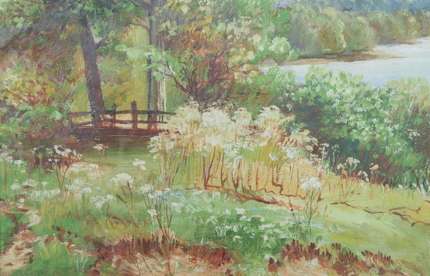 Small Antique English Acrylic Painting Picture Of A River Landscape Scene By J. Phipps (Circa 1930) photo buy