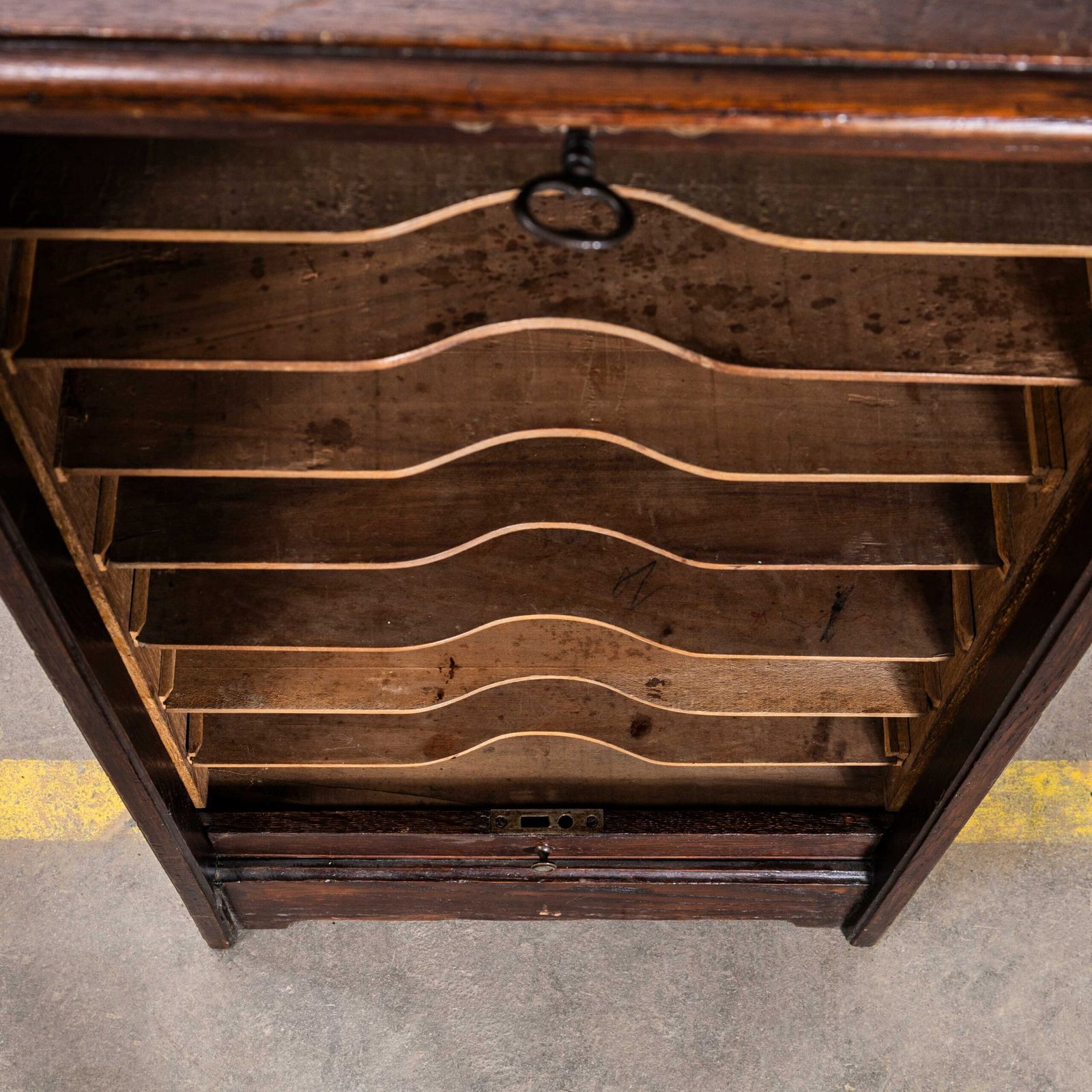 1940’s French Small Oak Atelier Tambour Cabinet photo furniture