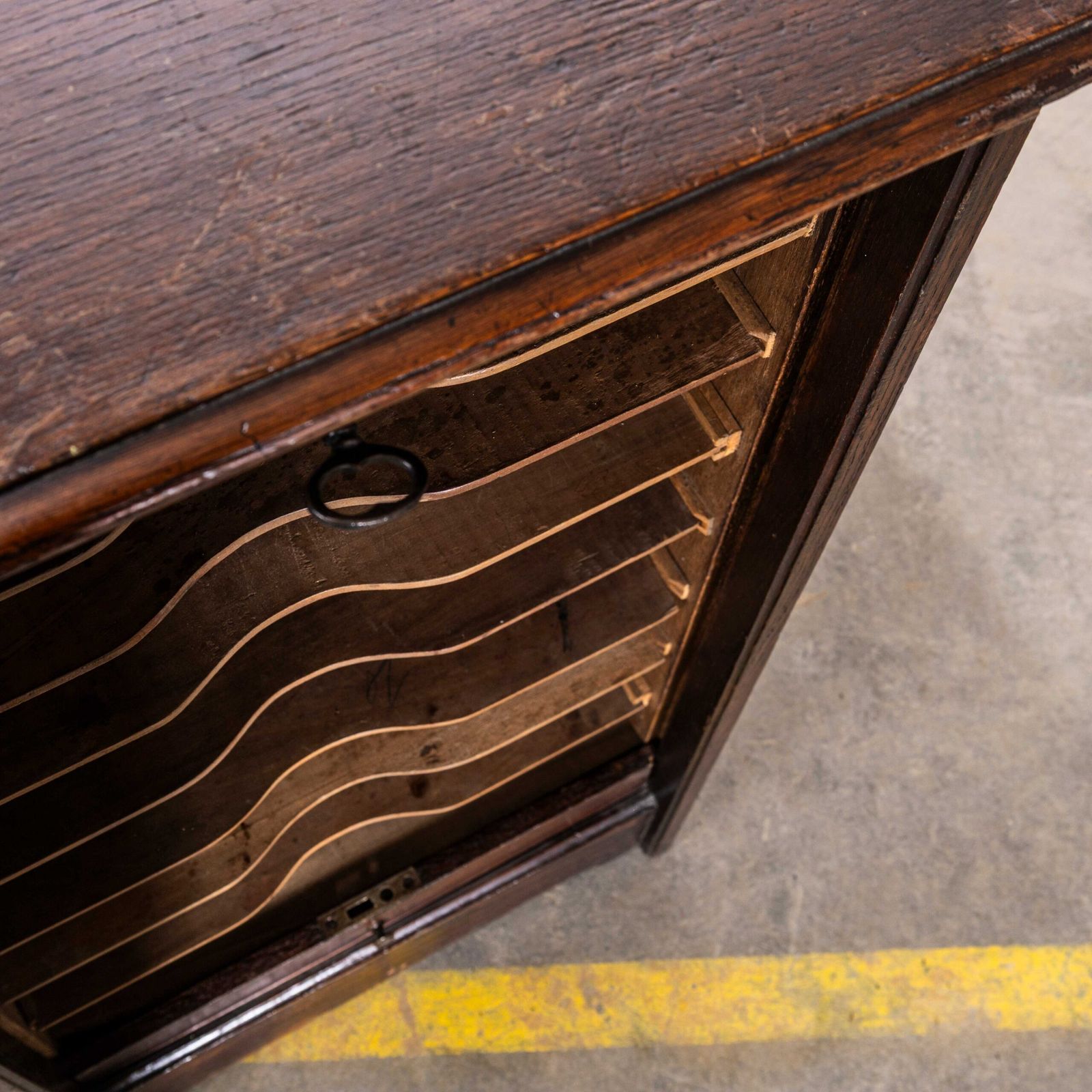 1940’s French Small Oak Atelier Tambour Cabinet photo buy