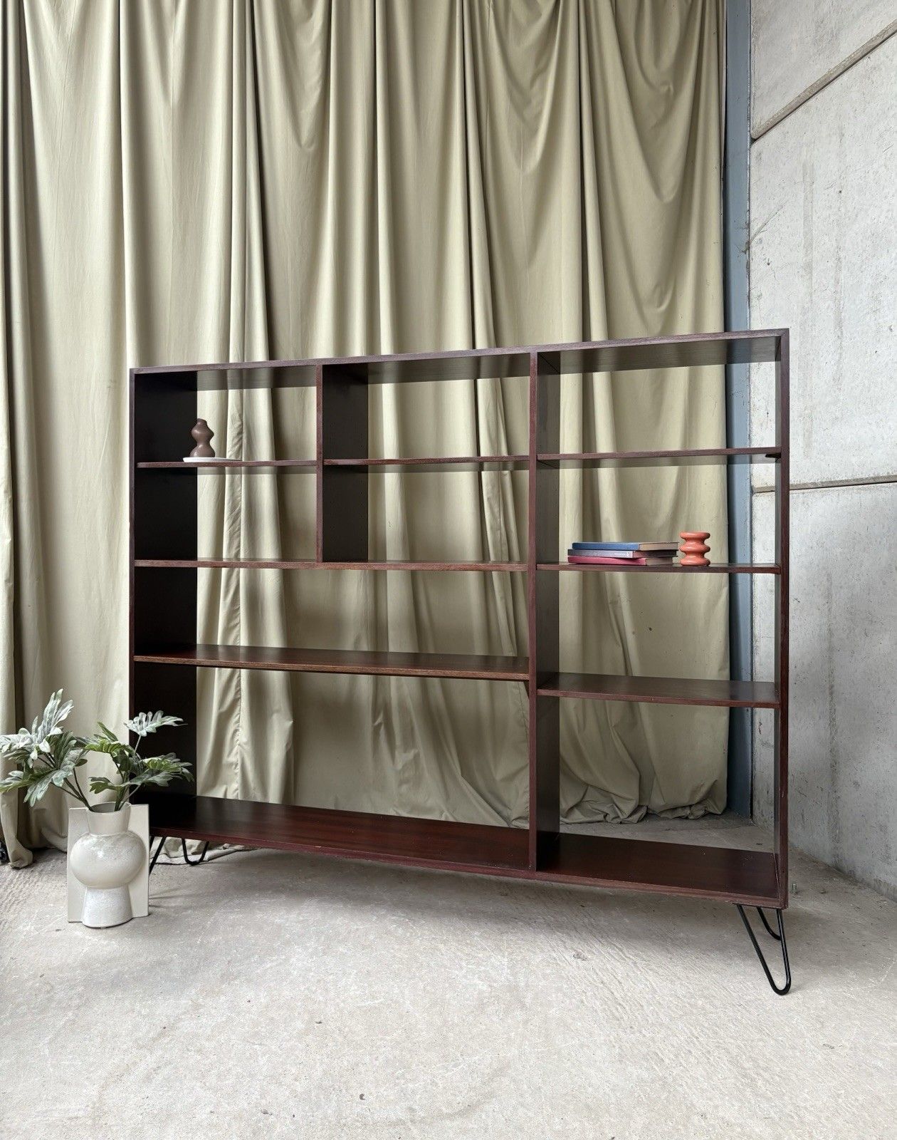 Vtg Mid Century Danish Rosewood Bookcase Shelving Wall Unit Retro Scandi R1069 photo furniture