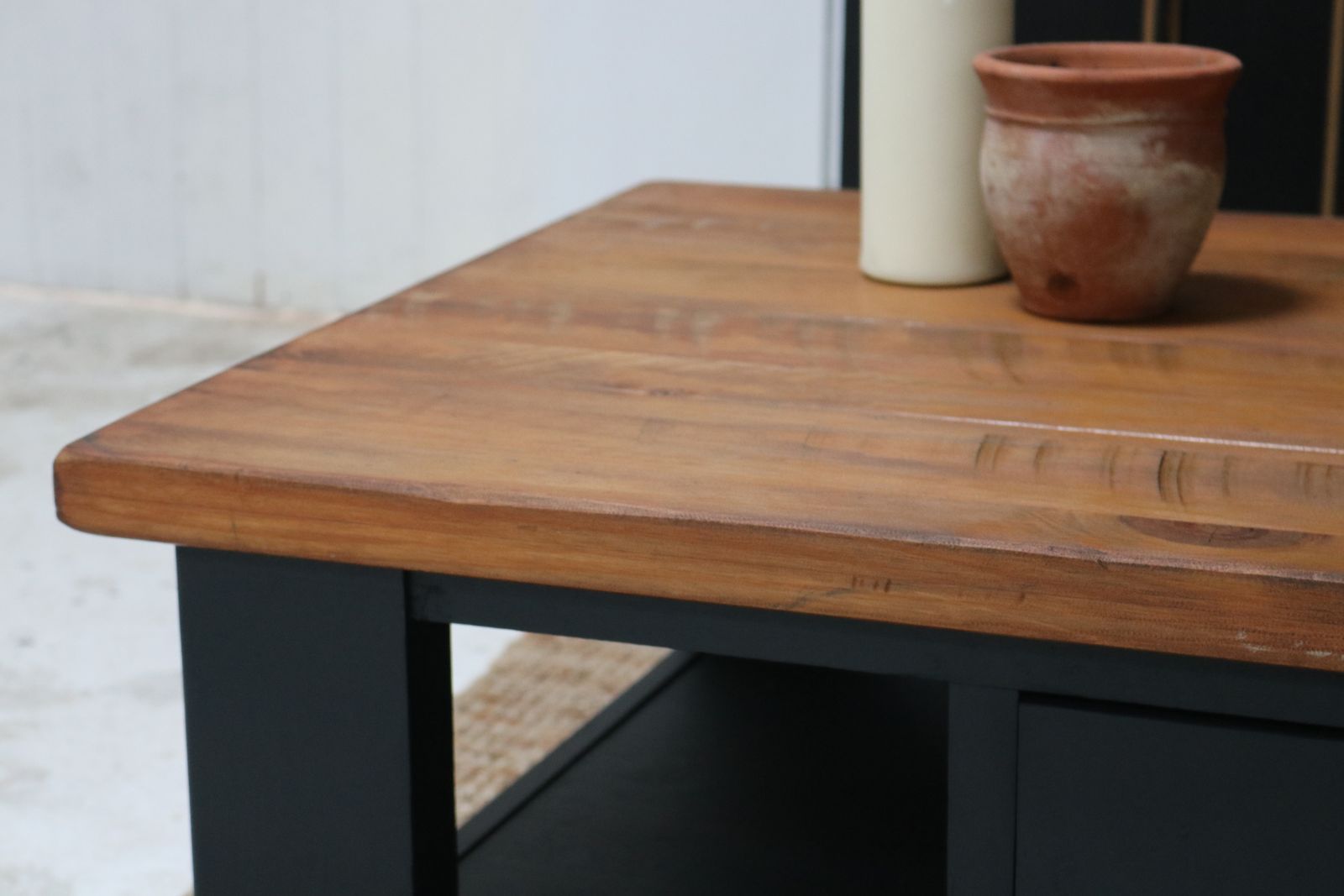 Rustic Solid Wood Chunky Large Coffee Table With Drawer photo buy