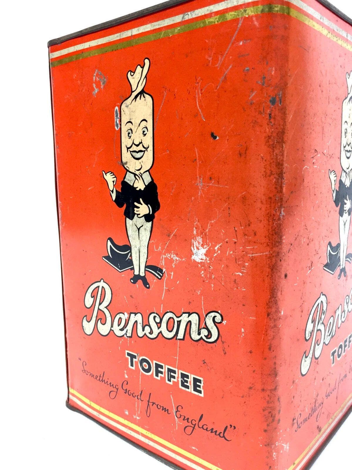 photo furniture Antique Advertising English 1950s Pictorial Bensons Toffee Tin Container & Lid