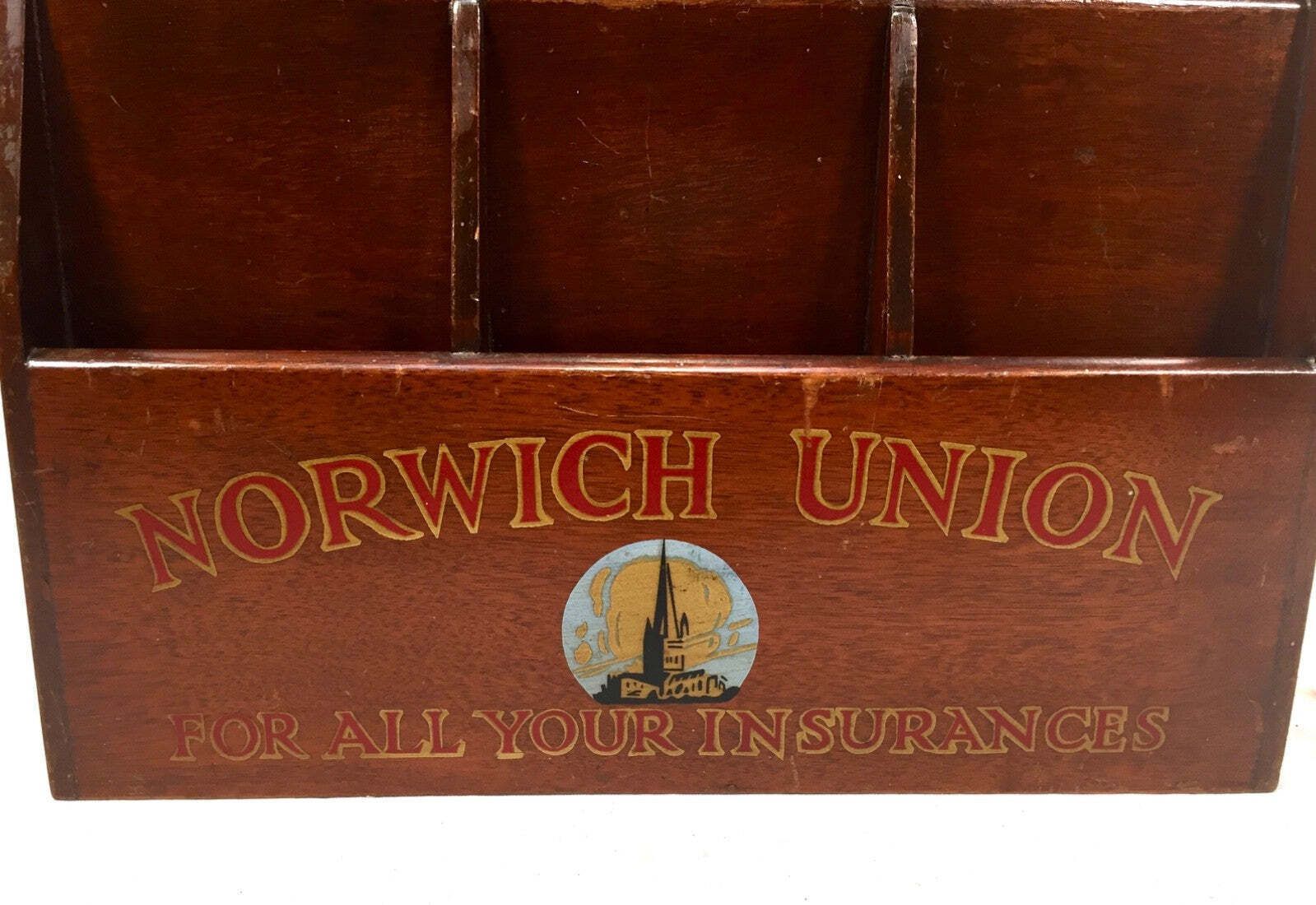 Antique Advertising Wooden Leaflet Holder For Norwich Union General Insurance photo 129.0