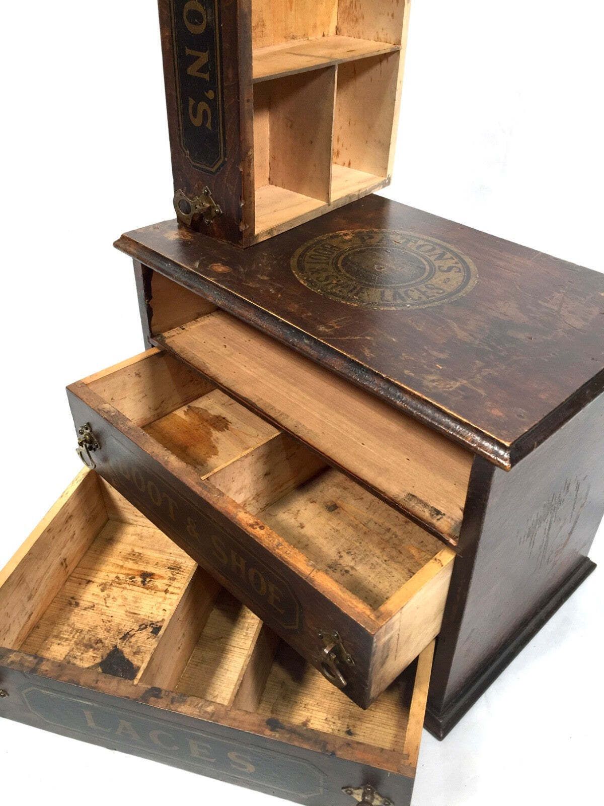 photo furniture Antique Advertising Paton's Laces Haberdashery Shop Counter Drawers Cabinet