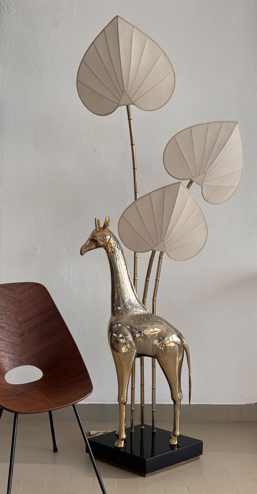 1970s Brass Giraffe Floor Lamp By Antonio Pavia With Three Lights photo for sale