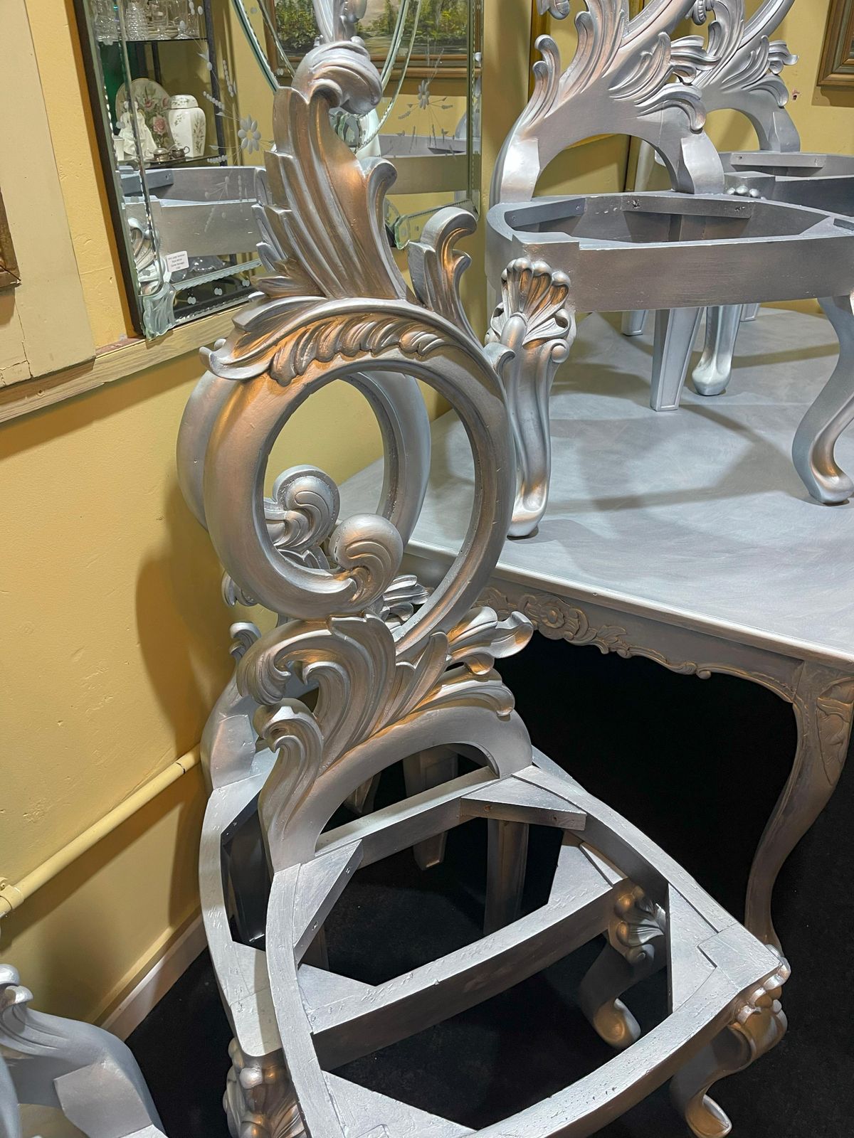 Harrison & Gil Style Silver Gilt Carved Dining Table And Six Chairs photo 2298.0