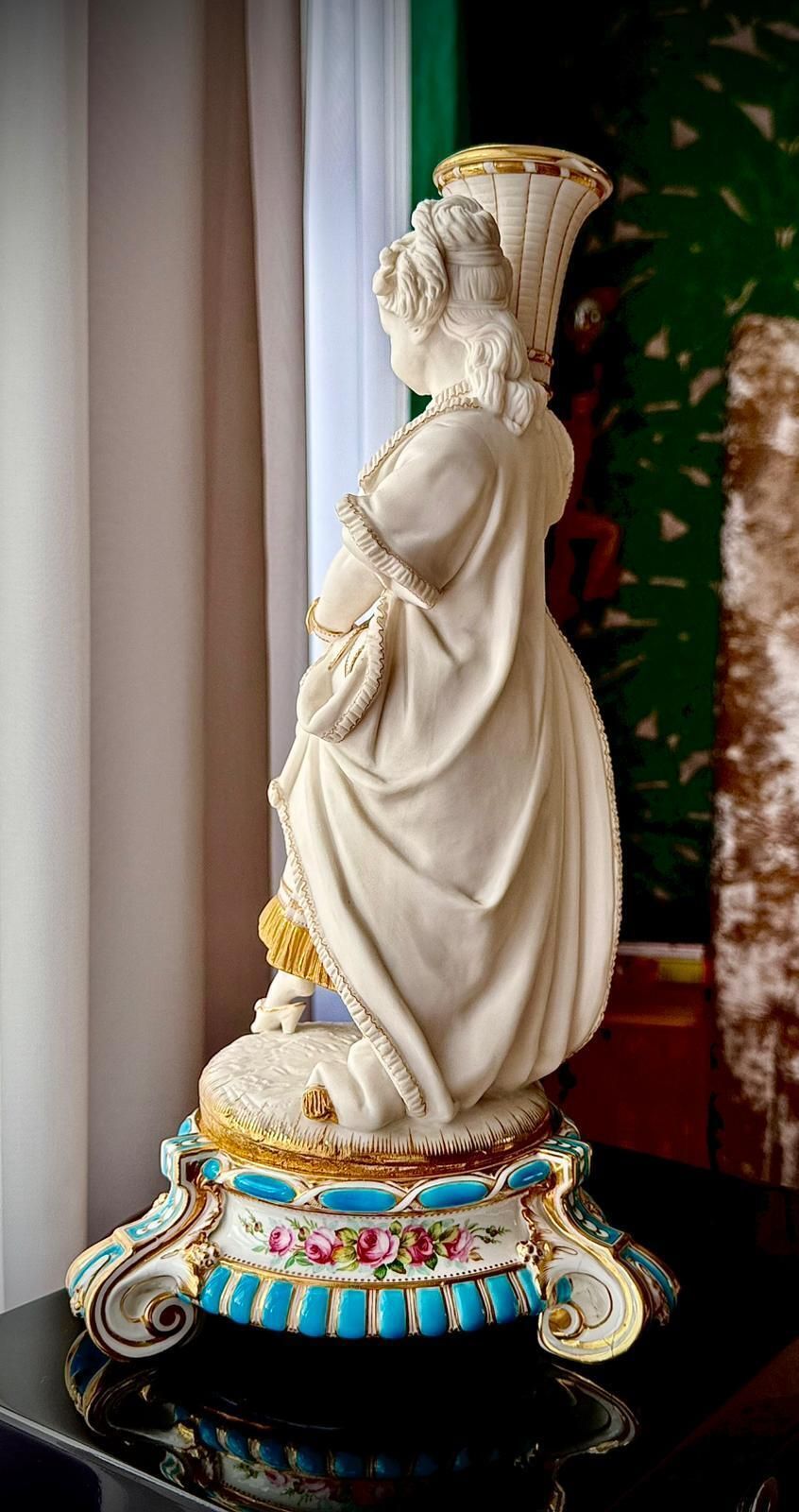Pair Of 19th Century French Bisque Figural Candlesticks photo Home Decor