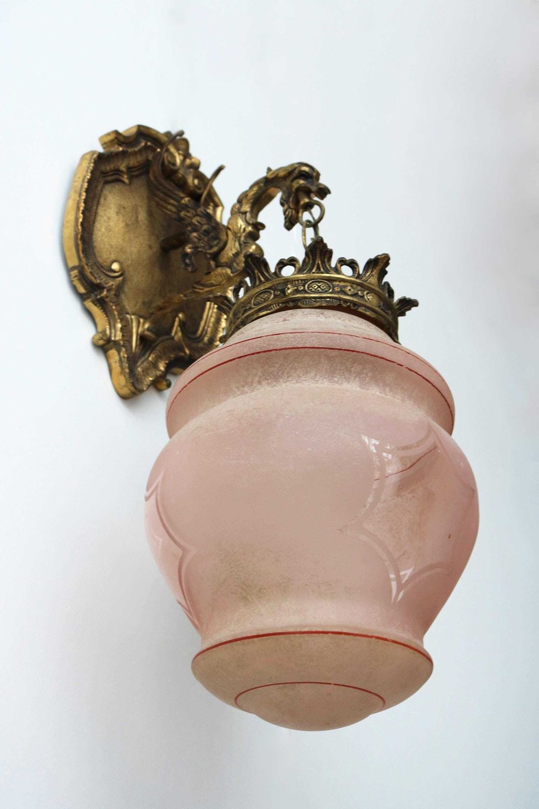 Antique Bronze Gothic Dragon Griffin Wall Sconce – Early 20th Century Mythological Lighting photo vinterior