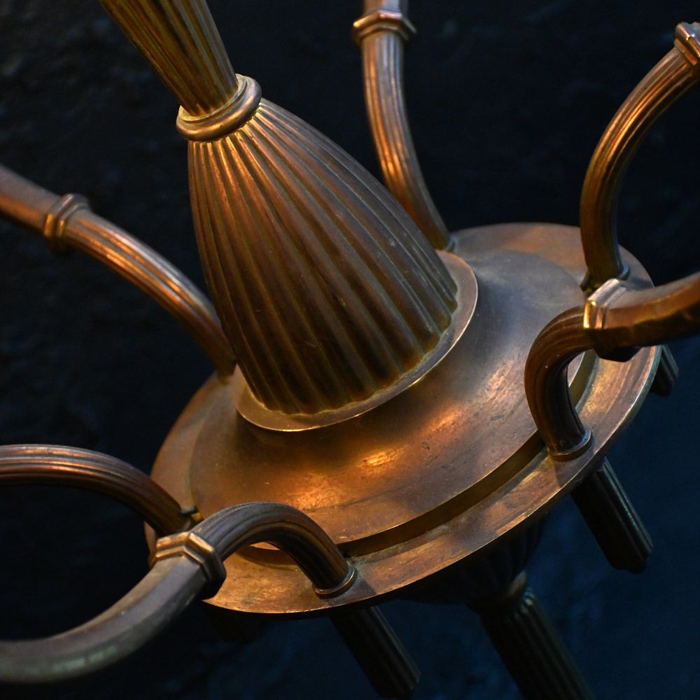 Art Deco  Early 20th Century Art Deco Brass Chandelier photo Lighting