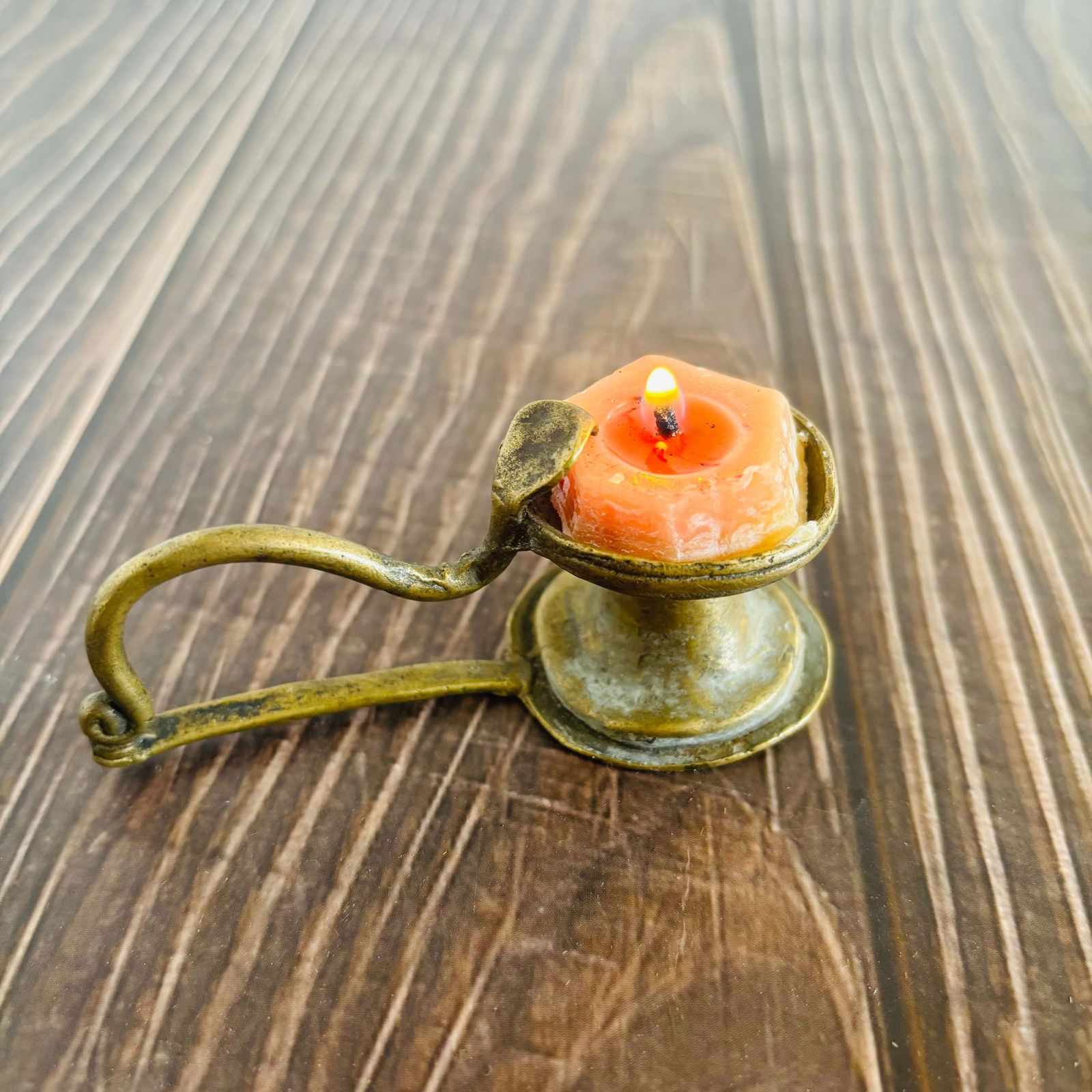 Rare Antique Sacred Brass Oil Lamp