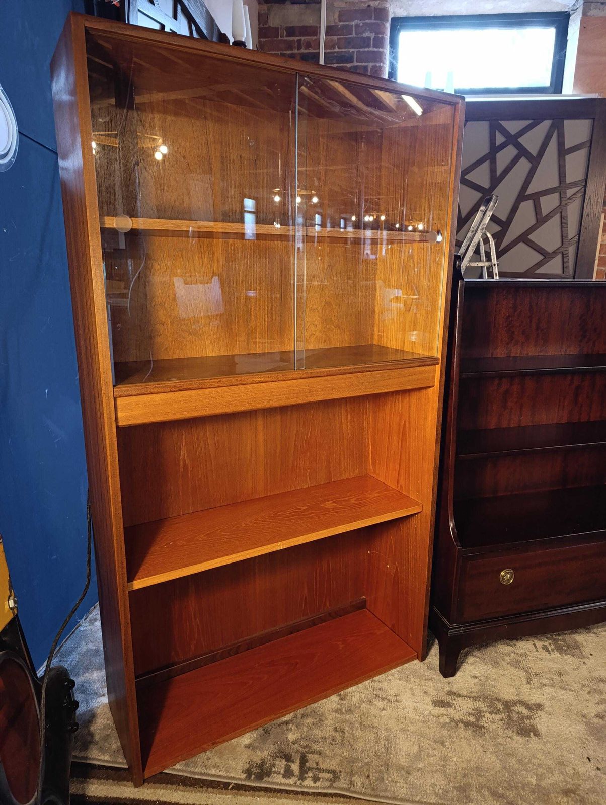 G Plan Teak Glazed Bookcase Cabinet Circa 1960s photo vinterior