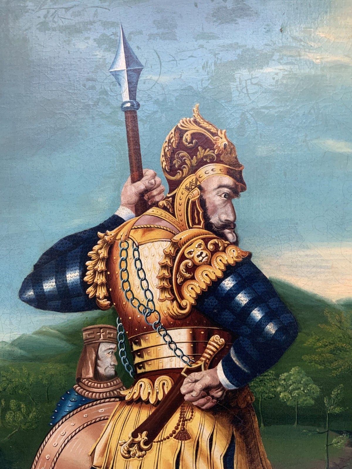 Large Portrait Painting David & Goliath Early 20th Century Antique Oil On Canvas photo for sale
