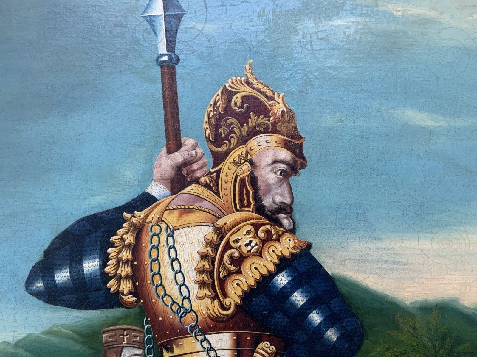 Large Portrait Painting David & Goliath Early 20th Century Antique Oil On Canvas photo Art