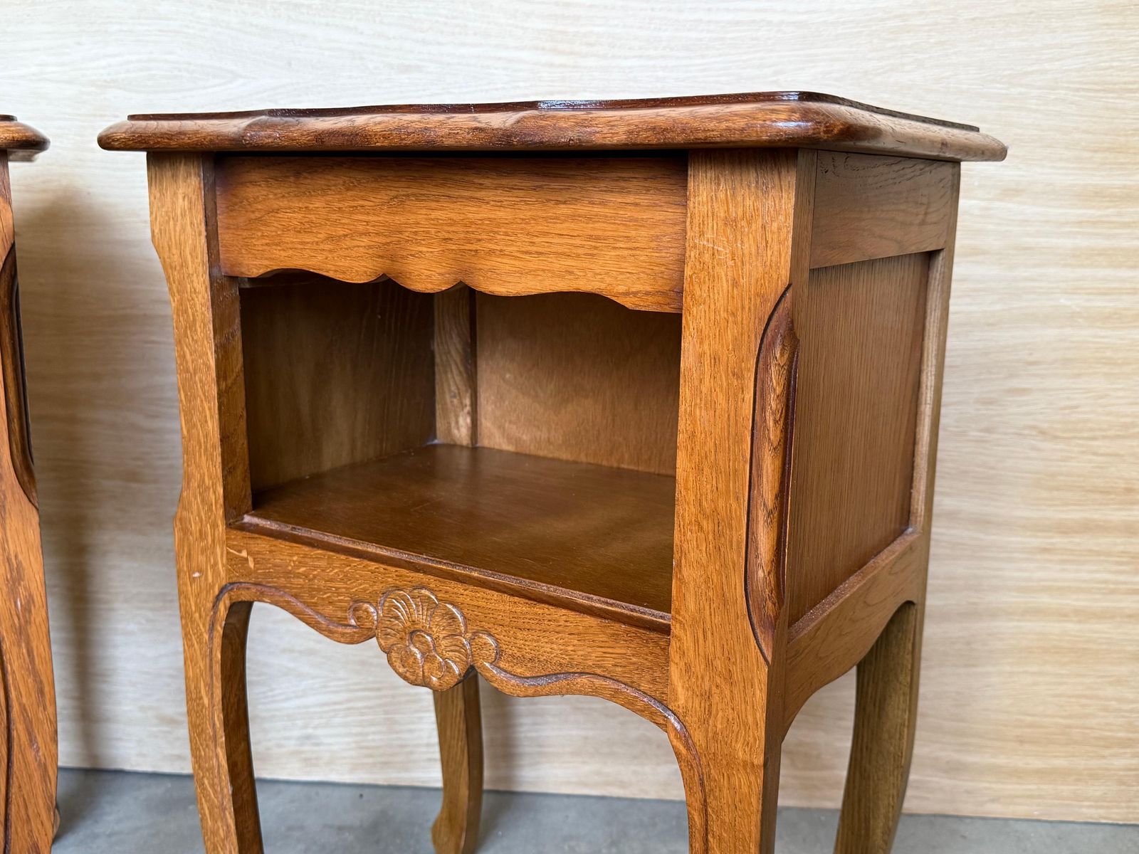 20th Oak Nightstands Tables With Drawer And Open Shelf, 1940 photo buy
