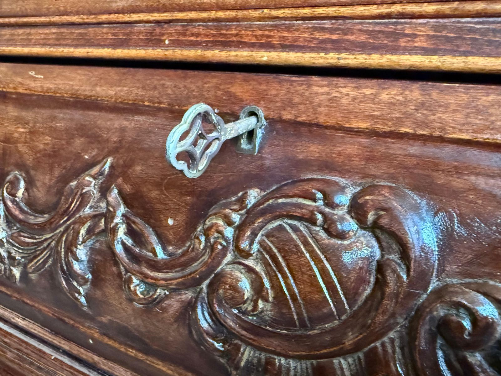 photo for sale 19th Century French Provincial Louis XV Carved Walnut Bombe Double Commode