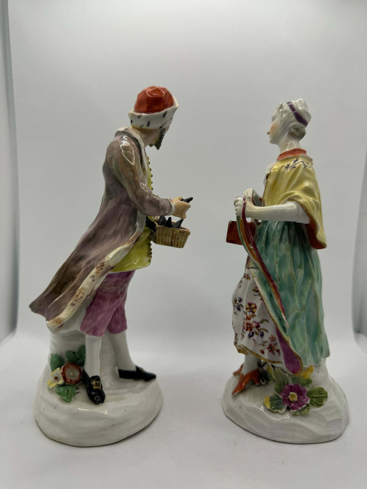 Pair Of 18th Century Derby Figures Of 'Jewish Pedlar And Companion' , Circa 1760 photo buy