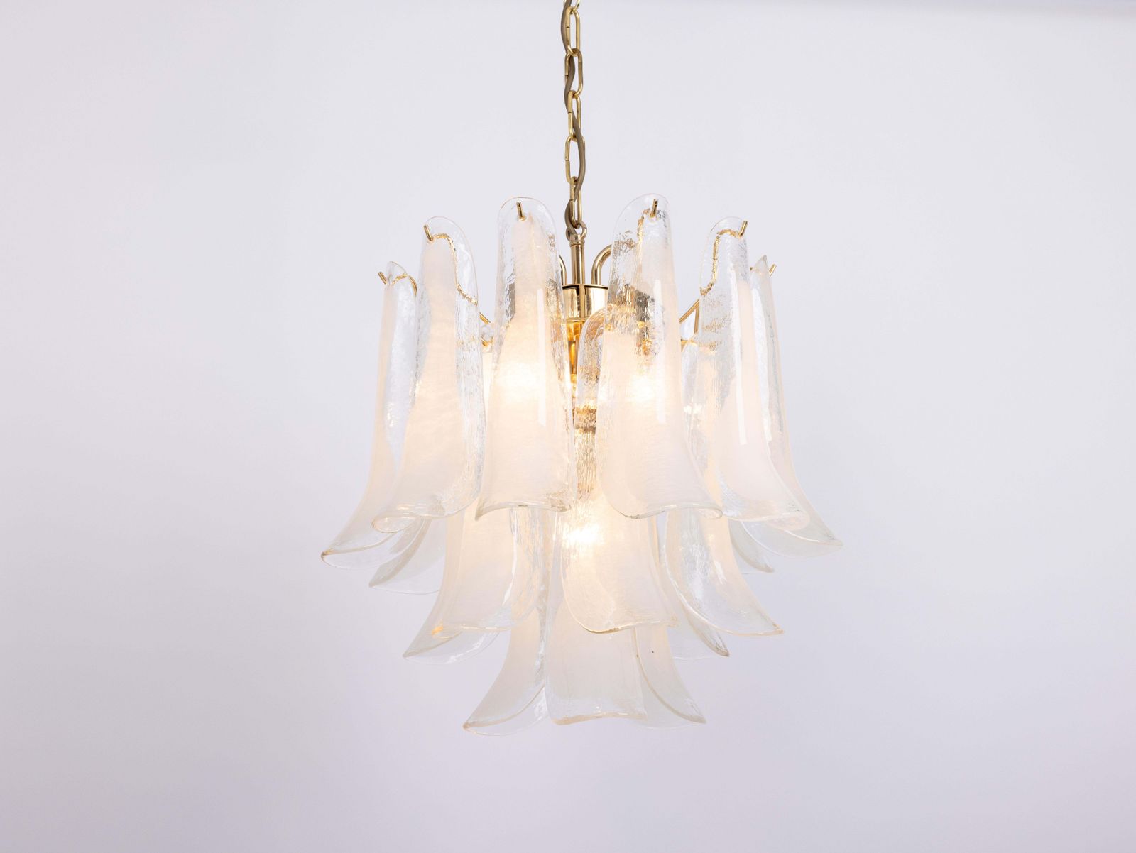 photo for sale Stunning Large Murano Glass Petals Chandelier Italy, 1980s