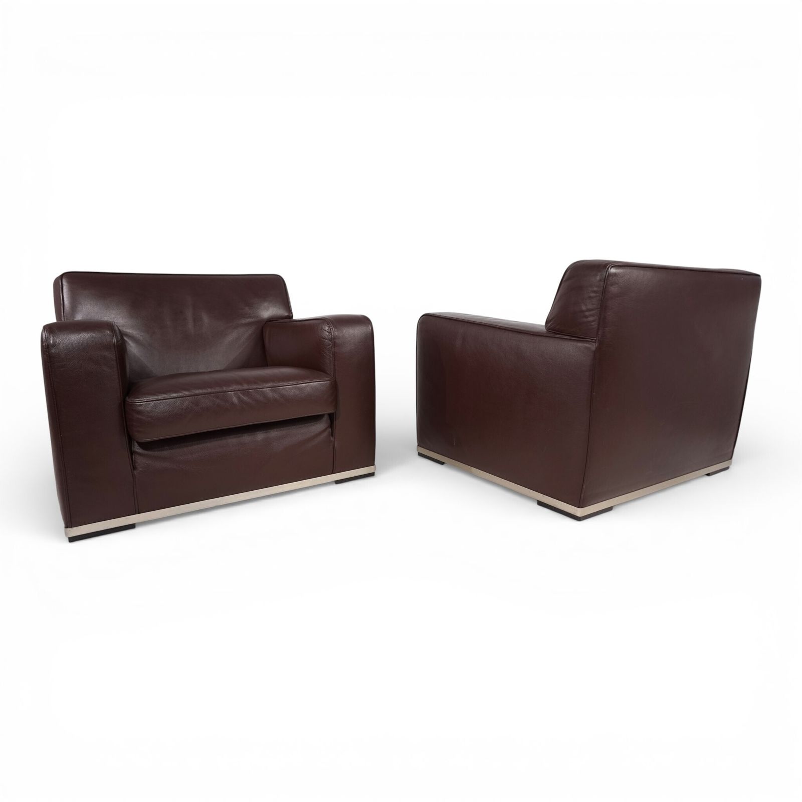 photo vinterior Set Of 2 B&B Italia Maxalto Apta Imprimatur Leather Armchairs By Antonio Citterio, 1999