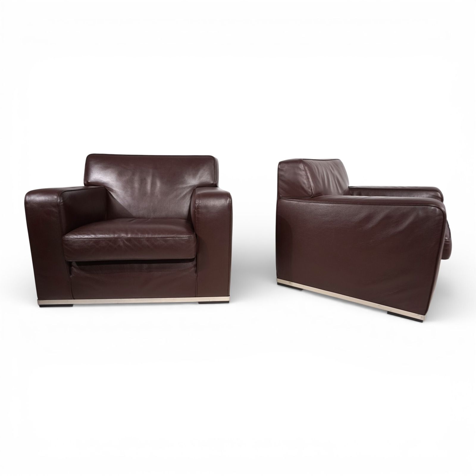 photo vintage Set Of 2 B&B Italia Maxalto Apta Imprimatur Leather Armchairs By Antonio Citterio, 1999
