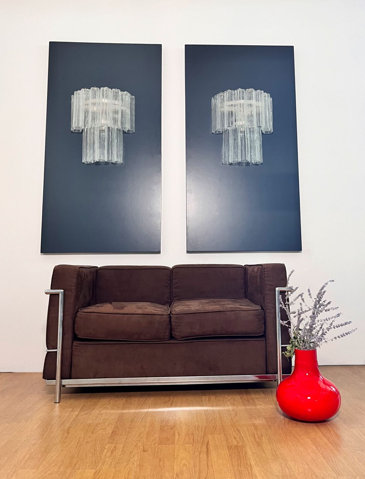 Fantastic Pair Of Murano Glass Tube Wall Sconces   13 Transaparent Glass Tube photo for sale