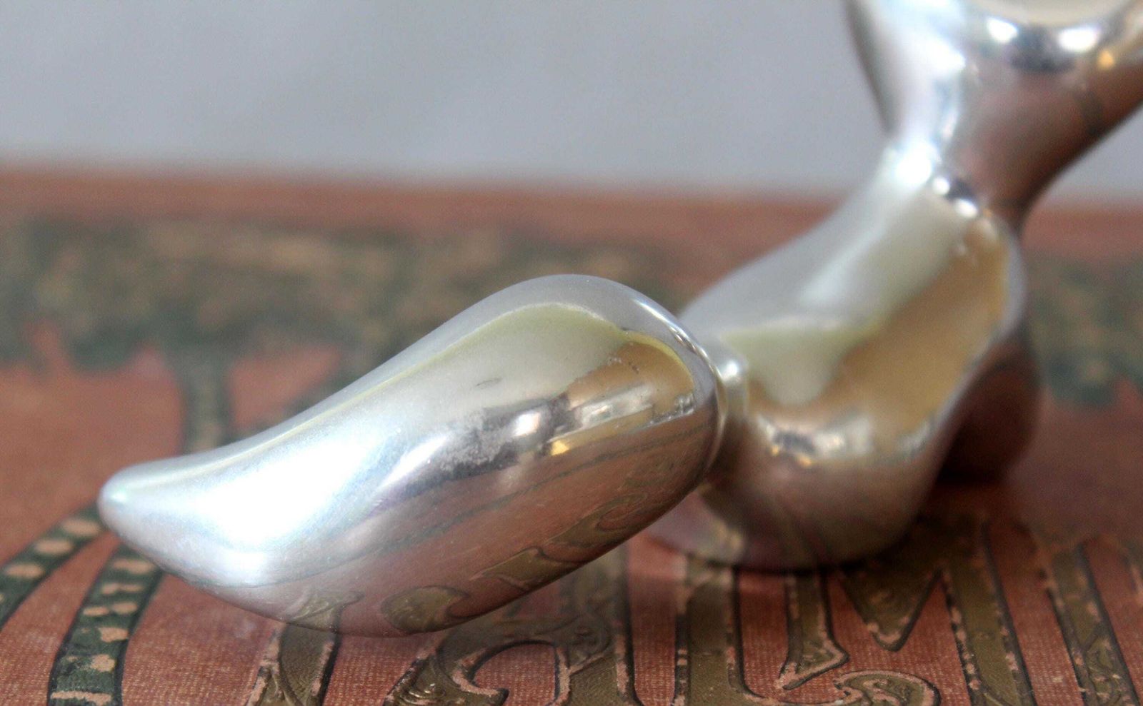 photo buy Vintage Hoselton Canada Fox Figurine, Polished Aluminum, Signed Numbered 1586, Modernist Abstract Stylized Sculpture