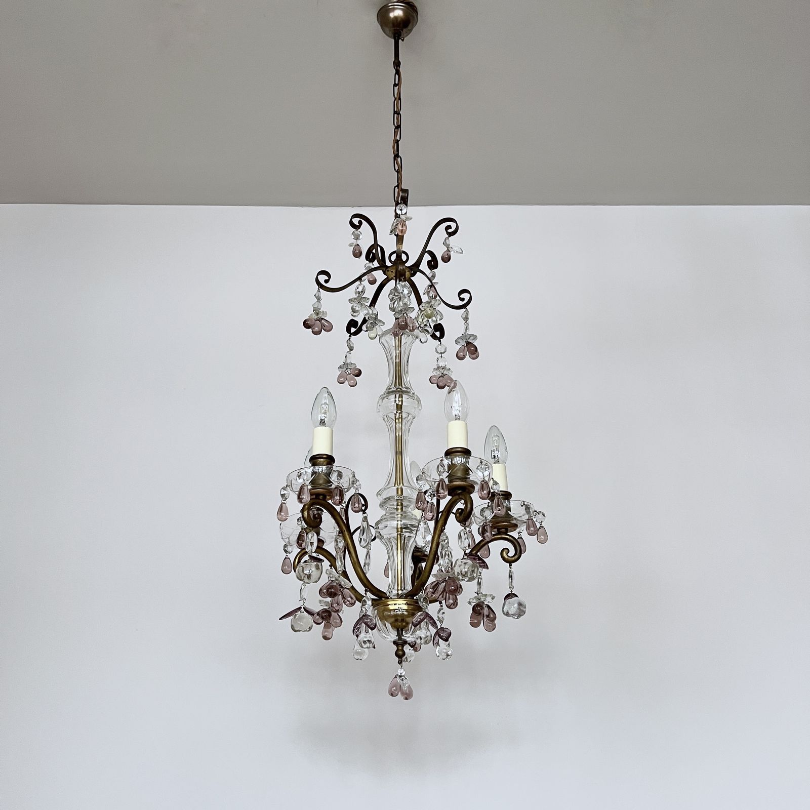 Decorative French Glass Chandelier With Unique Amethyst Crystal Drops photo furniture
