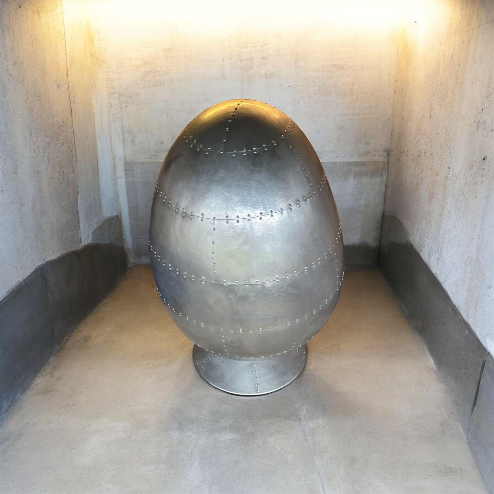 Mid Century Aviator Swivel Egg Pod Chair Metal Galvanised With Cushions photo for sale