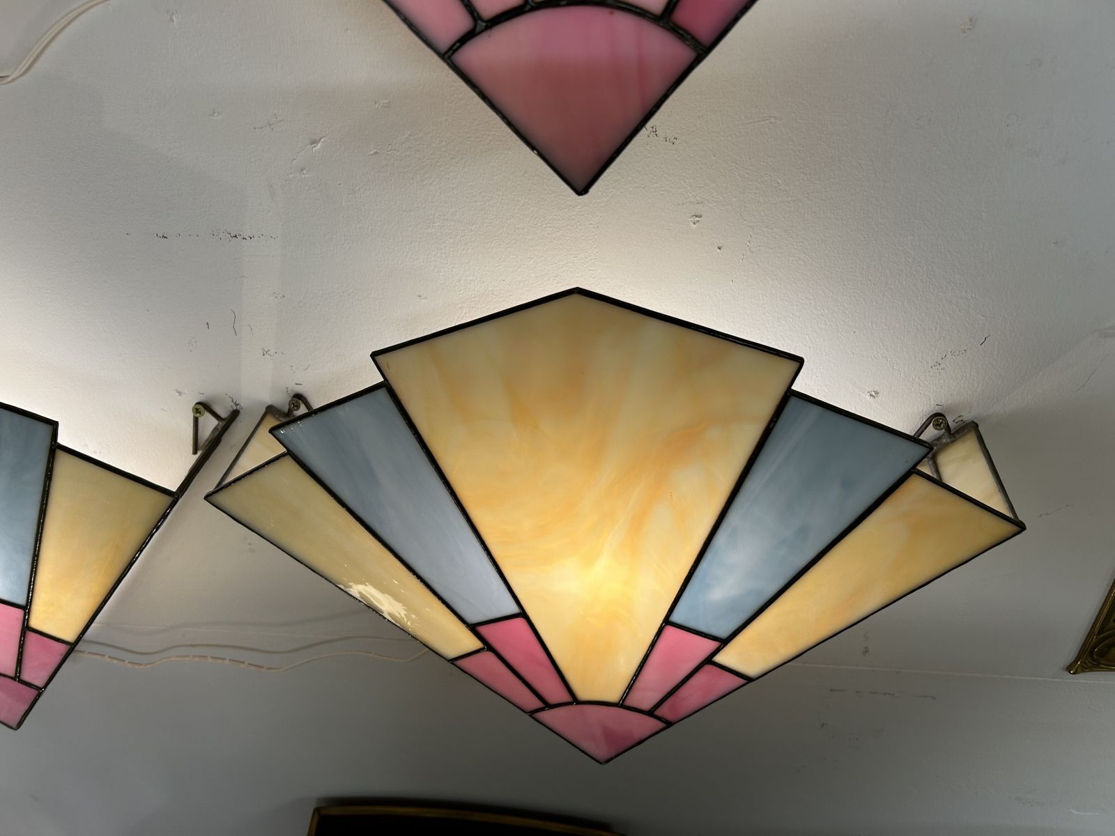 4 X Art Deco Stained Glass Wall Light Covers photo 375.0