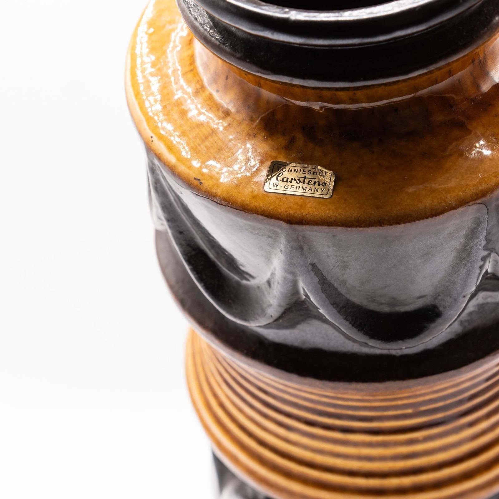 photo for sale Floor Vase Ethnic Decor In Light And Dark Brown   Carstens Tönnieshof 7911 40    1960s
