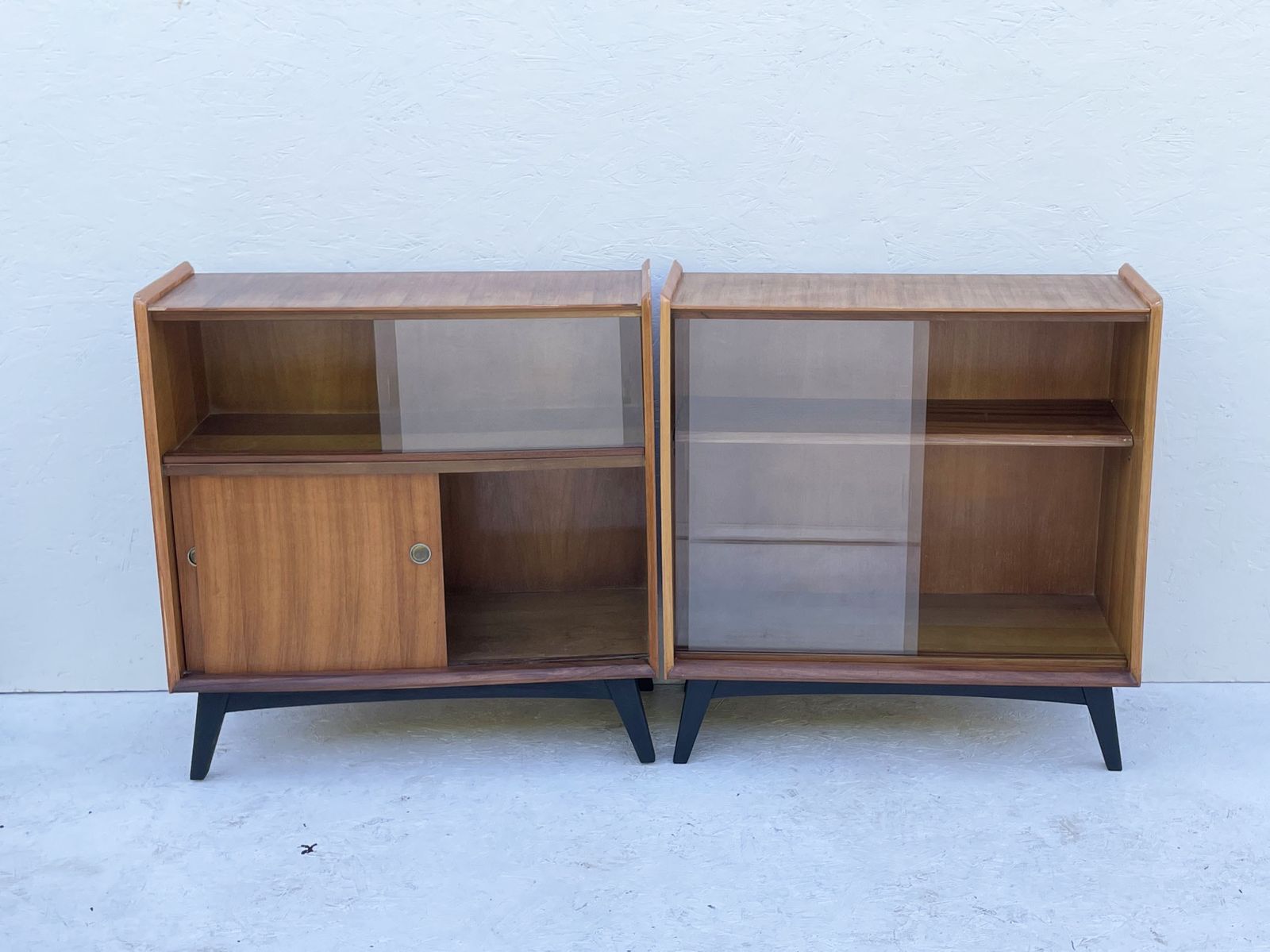 Pair Of Mid Century Glazed Display Cabinets By Wrighton, England C.1960's photo for sale